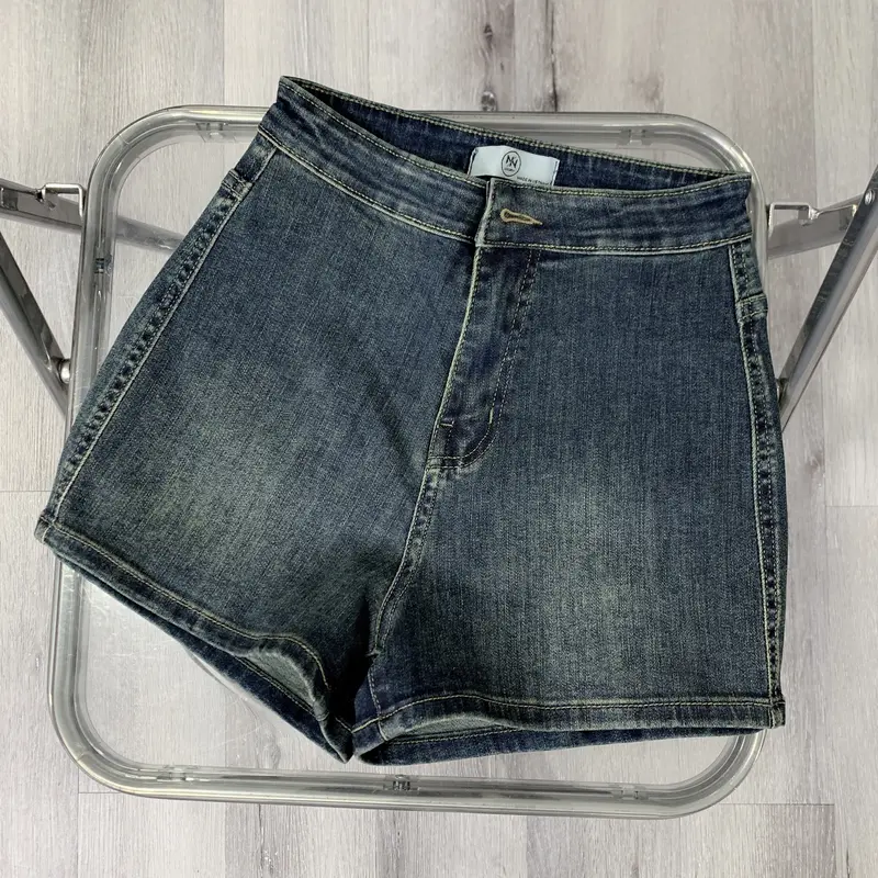 [CO DÃN] Quần short jean nữ phom ôm trơn cạp cao không túi trước Pants Women MS206 3
