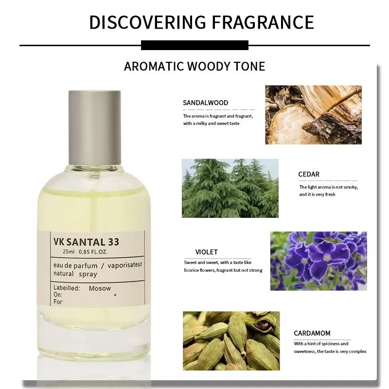 25ML Sandalwood Perfume, 1 Box Wooden Fragrance Perfume, Warm & Spicy, Rich in Layers, Suitable for Daily Office, Travel and Gifts 3