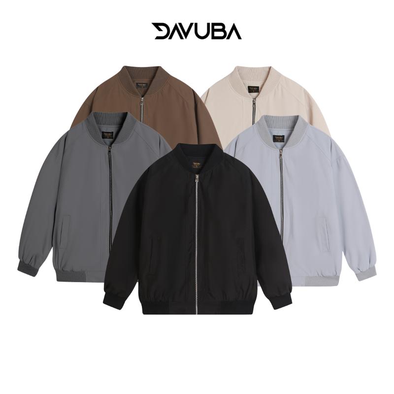 Áo khoác Bomber DAVUBA trơn 2 lớp tay dài - trượt nước cản gió SM100+SM101