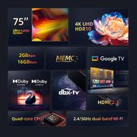 Gambar Changhong 75 Inch 4K UHD Google Smart Digital LED TV-Google Assistant-UHD-Wifi (Model: U75F8T Pro) dari Changhong Official Indonesia Kab. Tangerang 5 Tokopedia