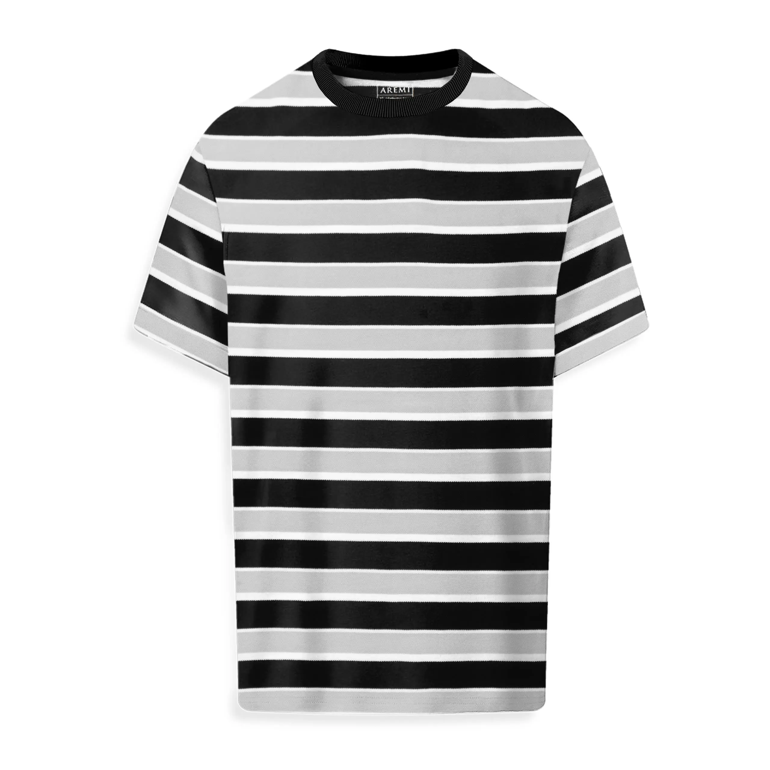 Áo thun nam cổ tròn AREMI tay ngắn vải cotton thoáng mát họa tiết dệt trẻ trung tinh tế ATS0088