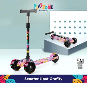 SNI [COD] PZ Mainan Skuter Anak Karakter Scooter Roda 3 Otoped Anak Bisa Dilipat Injak Mainan Outdoor Kickboard Plastik Toys