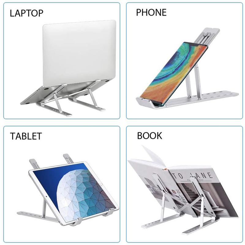 Product Introduction of Kaki Komputer Riba Boleh Dilipat, Tidak Licin, Pendakap Boleh Laras 6 Tingkat dan 7 Tingkat, Diperbuat daripada Bahan Plastik dan Aloi Aluminium 52