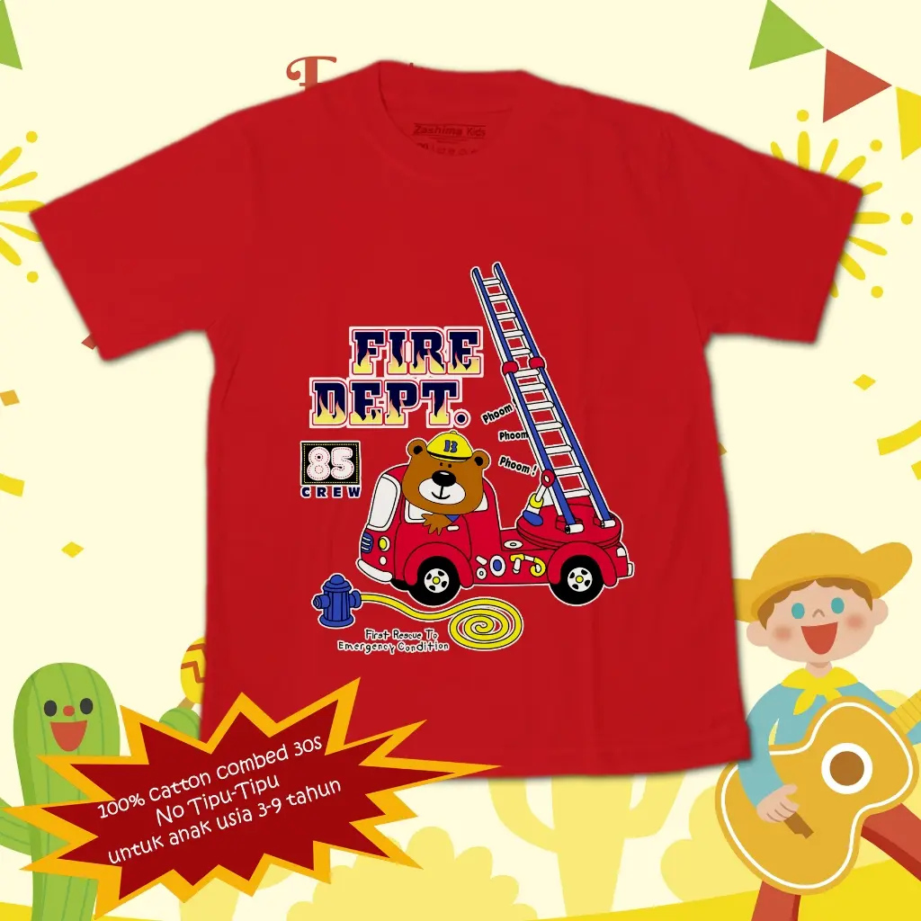 Baju kaos anak laki-laki premium / untuk usia 3-9 tahun / bahan cotton combed 30s