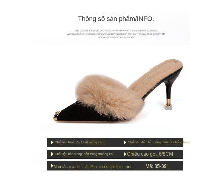 Product Introduction of Bơm Giày Cao Gót Sang Trọng Cho Nữ, Trang Phục Mùa Đông Lót Lông Cừu, Dép Bán Ngón Chân Nhọn Mới 2024, Người Nổi Tiếng Trên Internet, Dép Mùa Đông Ins, Gót Giữa DéP Shoes 3
