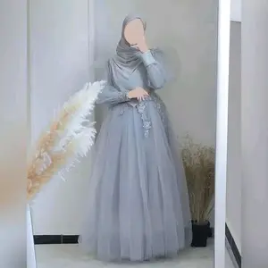 Gaun Pengantin Syar'i Pernikahan Anggun Dress Mewah Wanita