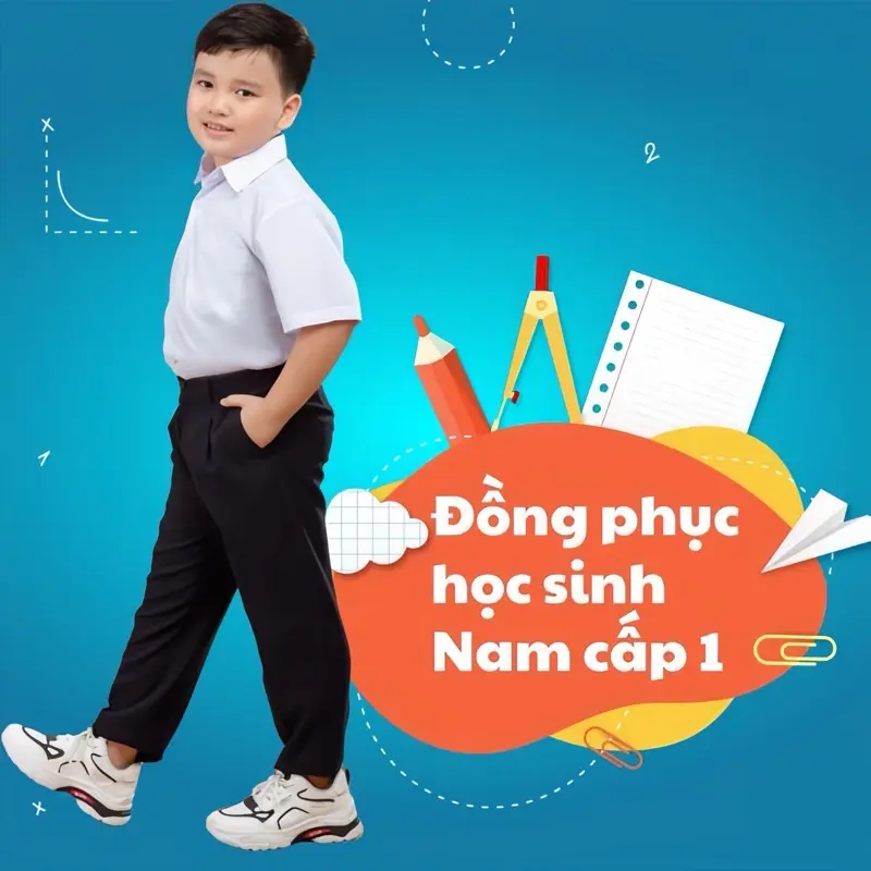 Giảm giá 25%-Combo sơ mi trắng và quần tây học sinh lưng thun sau lớp 1- lớp 9, đồng phục tiểu học, cấp 1 cấp 2,3