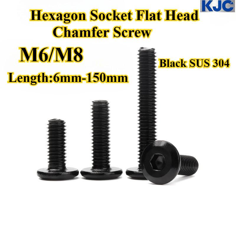 Skru Chamfer Kepala Rata Soket Heksagon Hitam SUS304, Bolt Chamfer ...