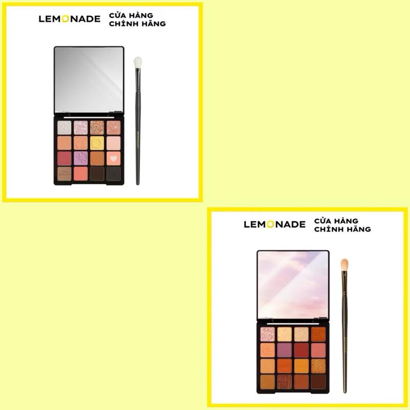 Combo Cọ trang điểm mắt và Bảng phấn mắt 16 ô Lemonade Aesthetic