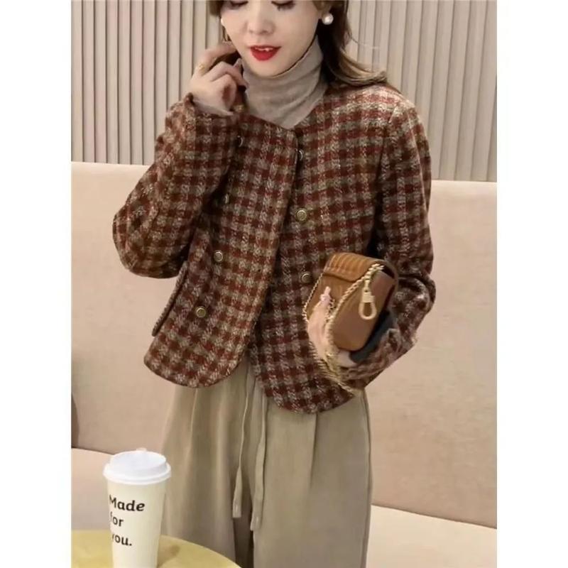 Áo Khoác Nữ, Phong Cách Pháp, Cổ Tròn, Ngắn, Cao Cấp, Thanh Lịch, Hàng Mới Về Năm 2024, Dáng Rộng Vừa Vặn, Áo Dài Tay, Dễ Phối Đồ, Thích Hợp Cho Mùa Xuân Và Mùa Thu 4