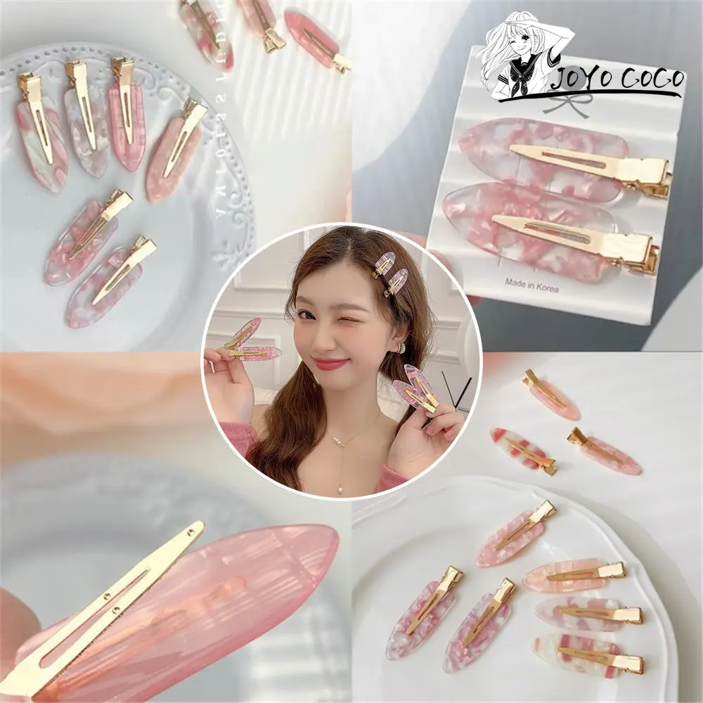 กิ๊บติดผม สีชมพู Jo-Yo-Co-Co ลายหินอ่อน ประกายแวววับ แต่งหน้าเบา ไม่ขีดข่วน ไม่กินผม