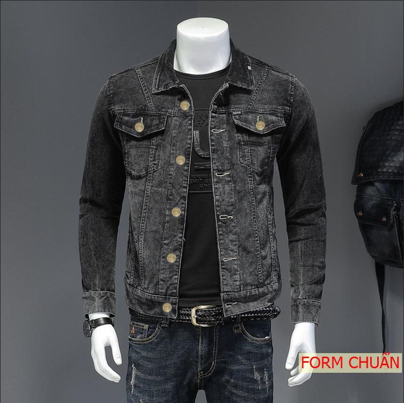 Áo khoác jean nam xám DD form ôm body size 40-75kg Chiwawa shop