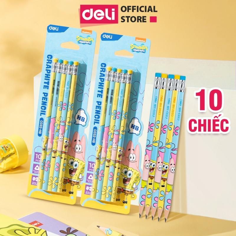 Bút Chì Bọt Biển Spongebob HB Deli - Dễ Thương Dễ Tẩy Xóa An Toàn Vẽ Mỹ Thuật Tập Viết Làm Bài Kiểm Tra Học Sinh Trẻ Em