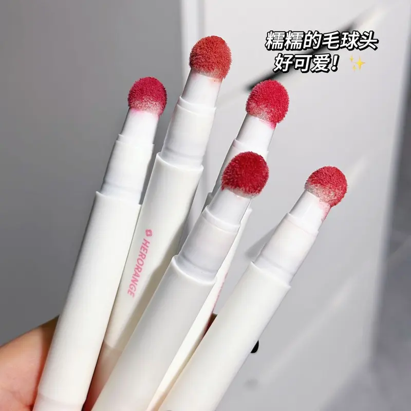 HERORANGE Air Lip Glaze Matte Air Cushion Lip Cream Lip Powder Cream Female Bare Face Whitening Lip Makeup