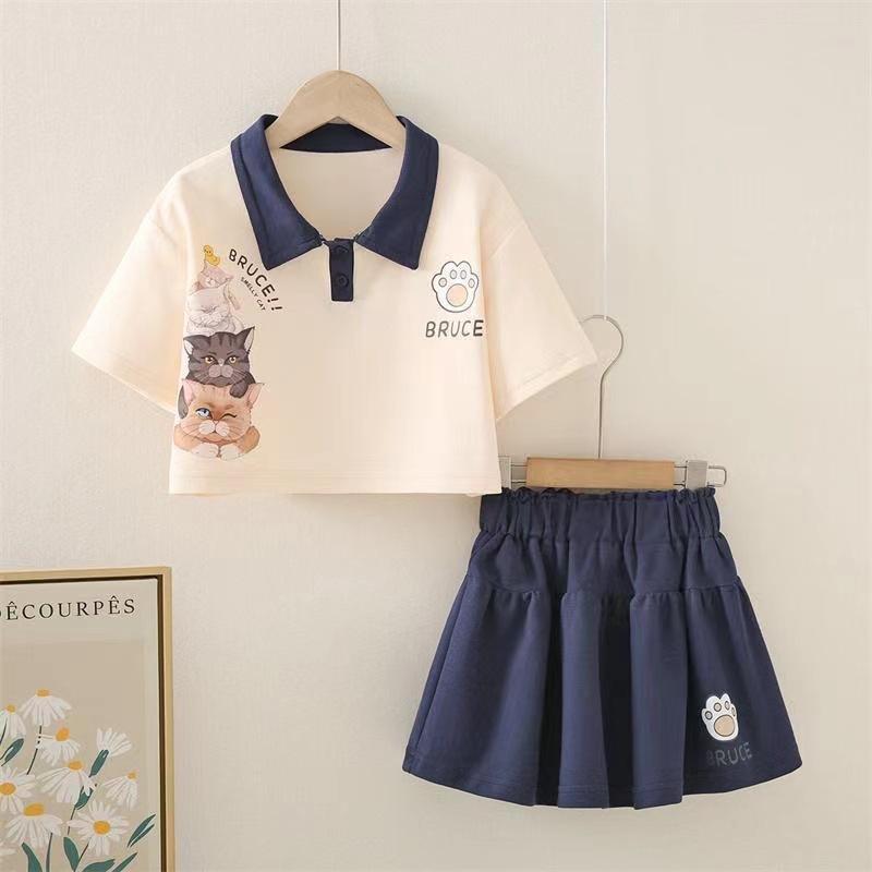 Set váy kèm áo polo cute diện hè cho bé gái từ 15-45kg - Chất liệu: Pole cá sấu - Xuất xứ: Hàng nội địa Việt Nam