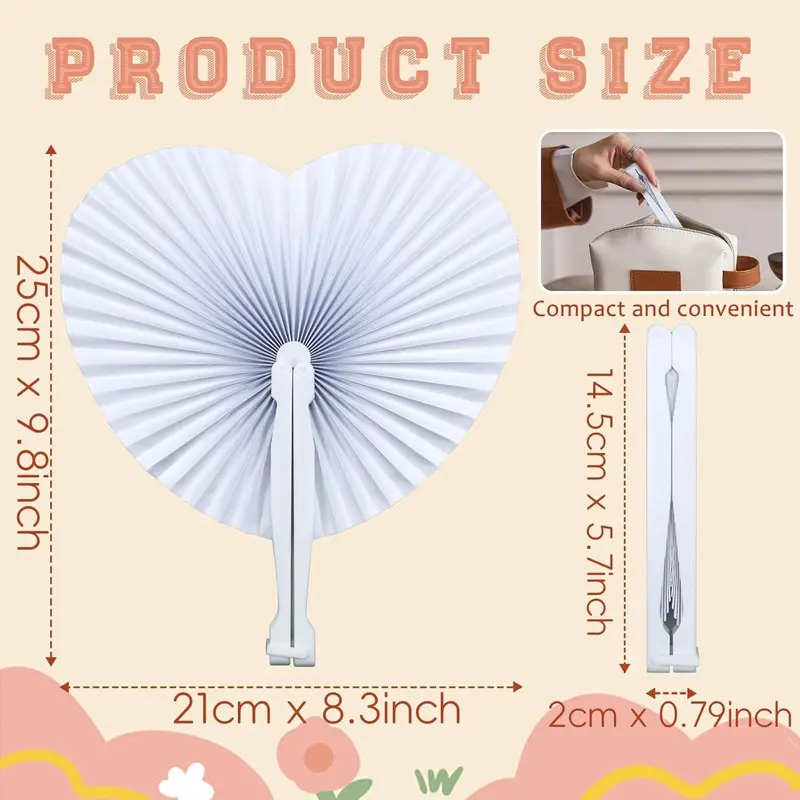 Folding Fan, 2 Counts/set Paper Fan with Plastic Handle, DIY Painting Supplies for Wedding Favor Party Bag Filler, Decor 1