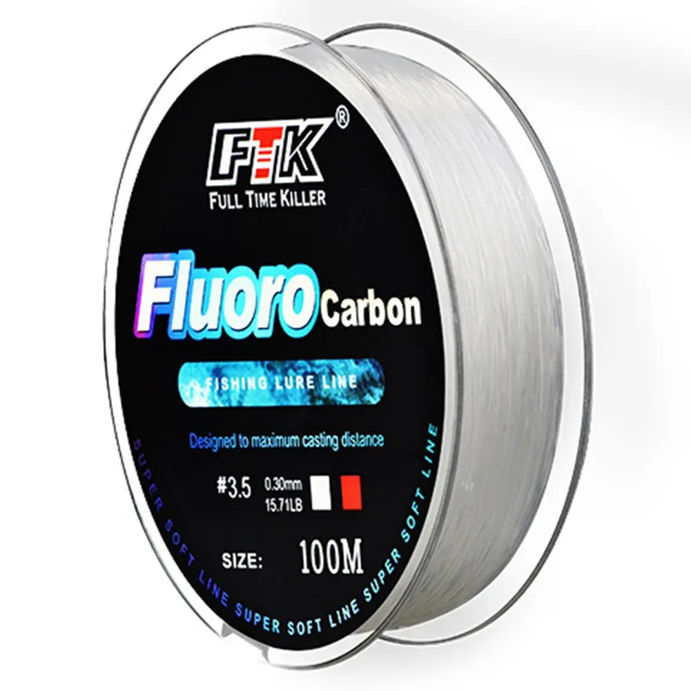 1pc 100M Fluorocarbon Fishing Lure Line 4.13-34.32LB Carbon Fiber Leader Soft Line Fishing Line Outdoor Fishing Accessories