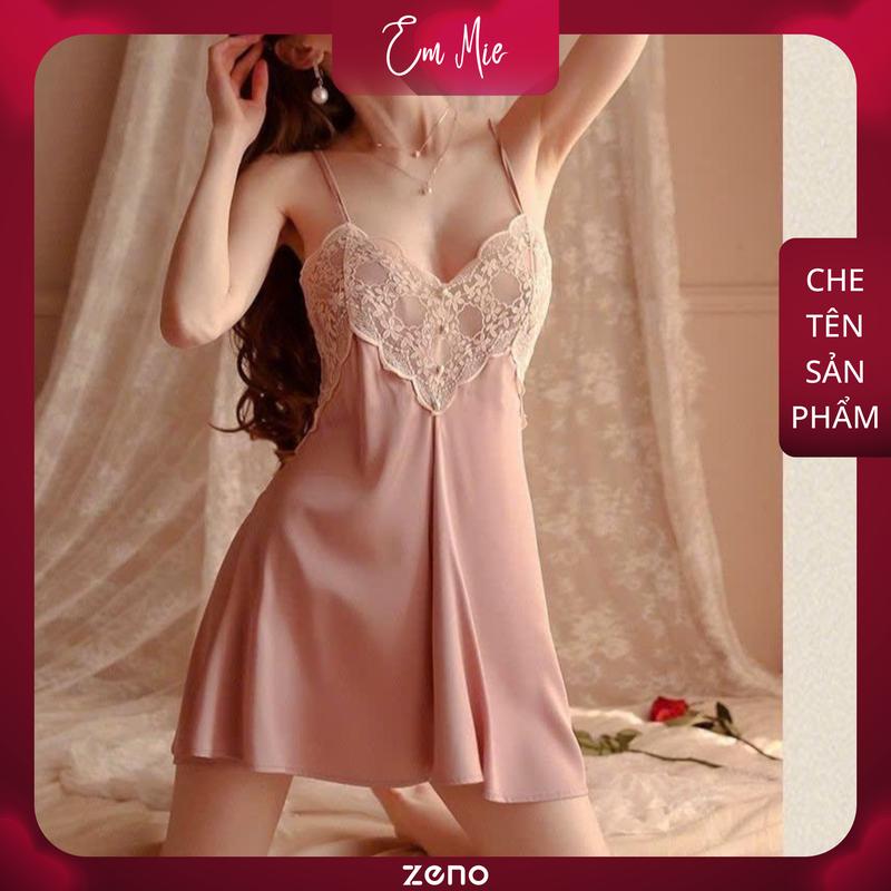 V66 Váy ngủ dây lụa ren cao cấp dáng ngắn Váy lẻ không kèm áo choàng Nữ Dress