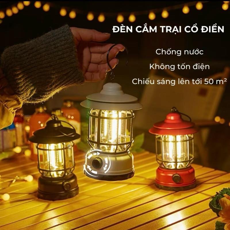 Đèn Bão Măng Xông , Đèn Led Tích Điện Dùng Để Đi Dã Ngoại , Cắm Trại Ngoài Trời Dùng  Pin Sạc USB Tích Điện 1200mah , Ánh Sáng Vàng Trang Trí