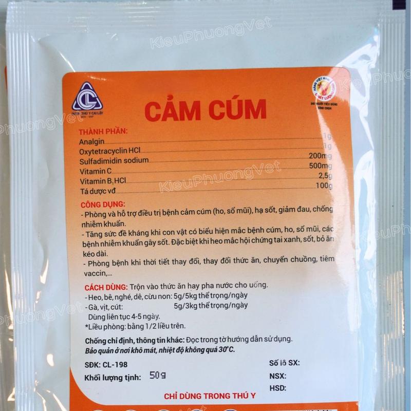 Cảm cúm (Cai Lậy) gói 50g,100gr bột hòa tan điều t.r.ị cảm cúm - ho - sổ mũi do thay đổi thời tiết trên gà - vịt - gia cầm - gia súc 4