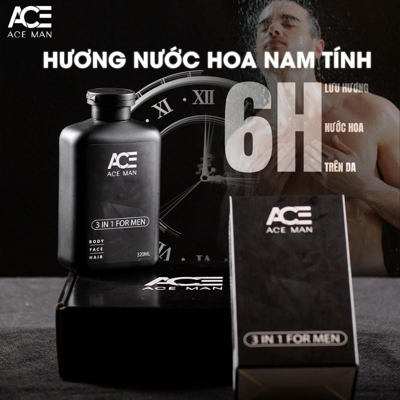 Sữa tắm nam 3 in 1 ACEMAN 320ML tắm gội toàn thân cho nam giới, sữa tắm nước hoa thơm lâu mùi hương nam tính quyến rũ Dưỡng Thể