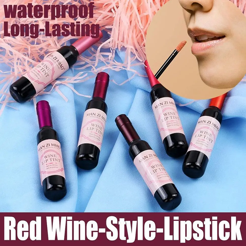 Cosmetic Moisturizing Matte Lip Stain Lip Glaze Lip Gloss Wine Bottle Liquid Lipstick Wine ​Lip Tint