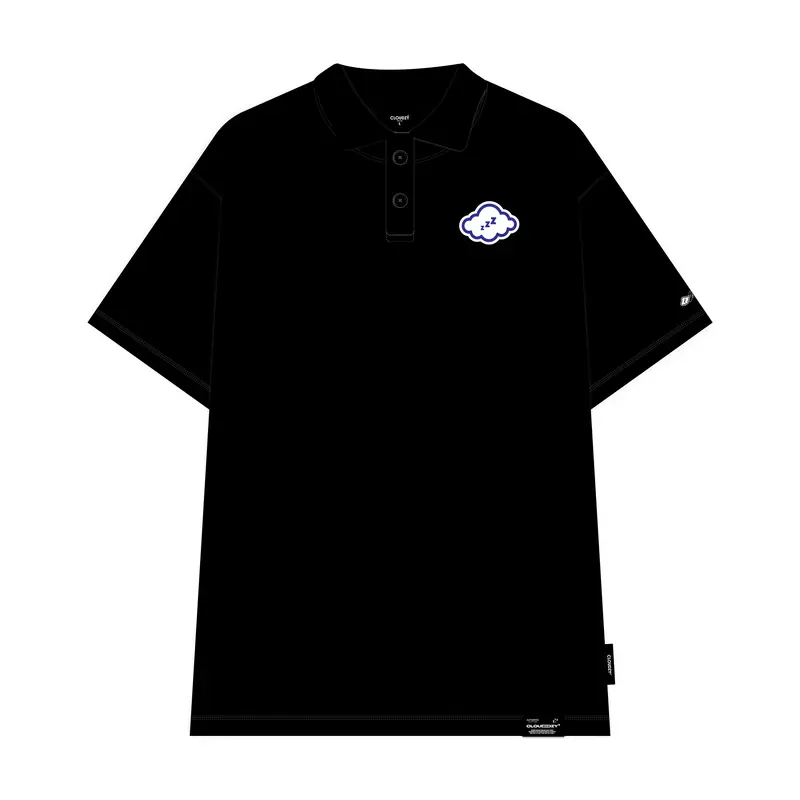 Áo polo tay lỡ nam nữ cotton thun phông có cổ CLOUDZY localbrand unisex đen trắng oversize POLO FOG 3