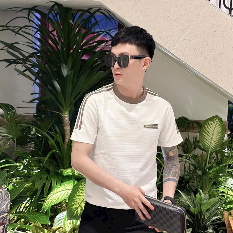 Áo thun Vincen hàng chuẩn QC cao cấp Menswear Nam Cổ Tròn V6007 Cotton Trắng a zen aothun basic Tre Nhung