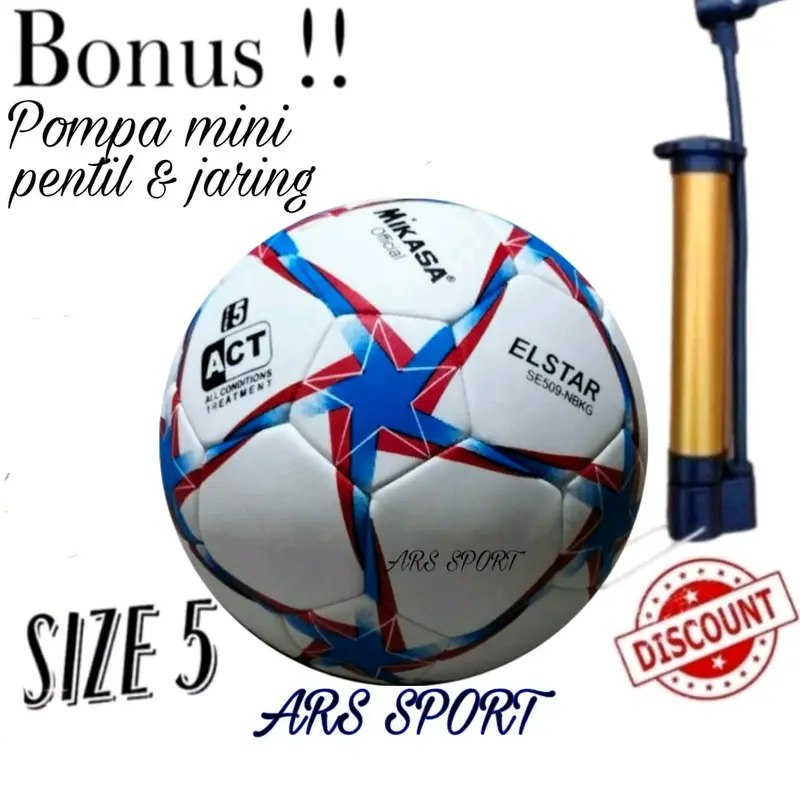 BOLA SEPAK SIZE 5 MIKASA ELSTAR KUALITAS ORIGINAL 100% REALPICT FREE POMPAAN Ball 4