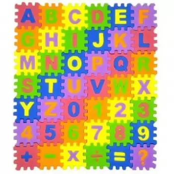 Puzzle Spon Mainan Kreatif Angka Dan Huruf Untuk Anak ukuran 4x4 cm Isi 42 Puzzle