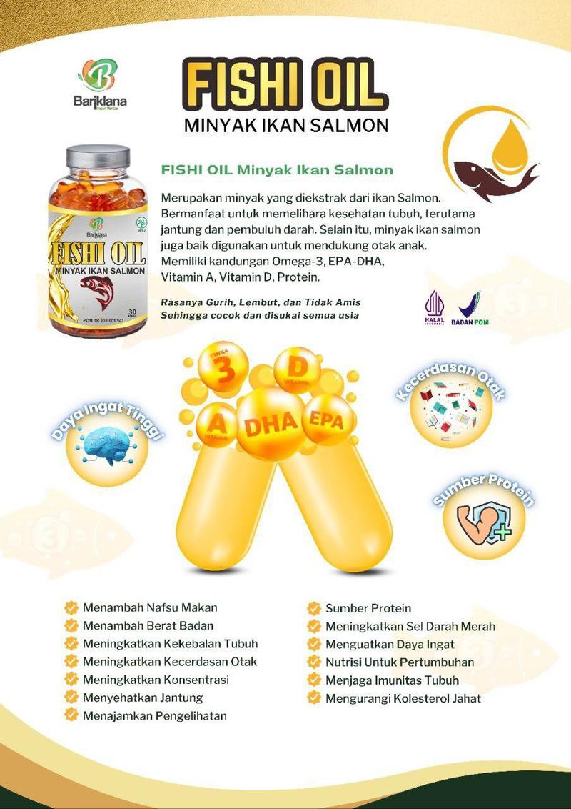 Product Introduction of FISHI OIL 30 Kapsul Minya Ikan Salmon Mengandung Omega 3 Meningkatkan Kecerdasan Pada Otak 1