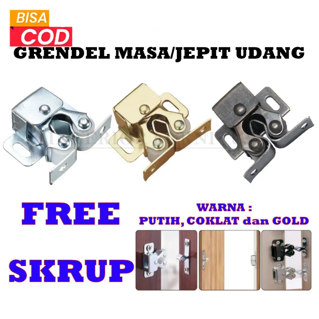 Grendel Pintu Lemari Grendel Masa Pengait Lemari Grendel Jepit Udang Roller Catches Keces Capit Udang