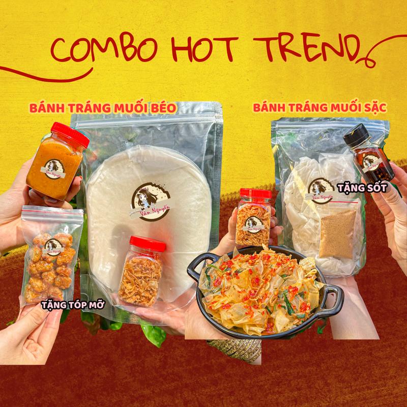 Combo bánh tráng Hot Trend kèm quà. Combo muối béo và 1 bánh tráng muối sặc đồ ăn vặt