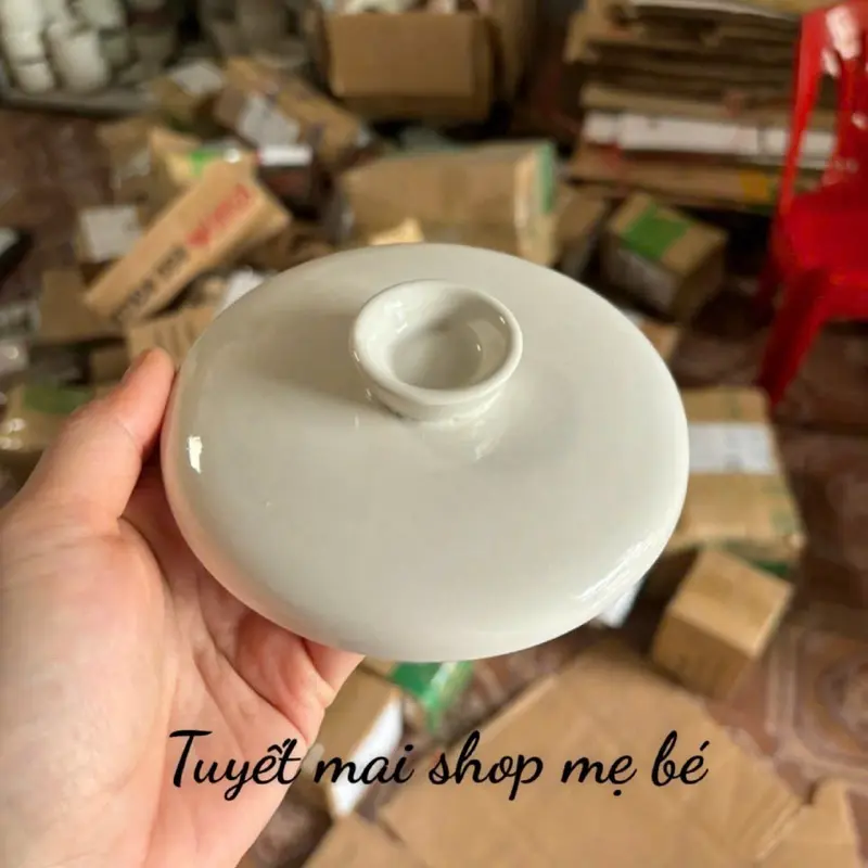 Nắp sứ,thố sứ nồi nấu cháo chậm bear 0.8l mẫu mới (nồi vuông bầu)