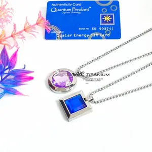 1 SET Kalung Sehat Quantum Pendant Titanium Pria & Wanita Motif Permata Bisa Bayar Di Tempat