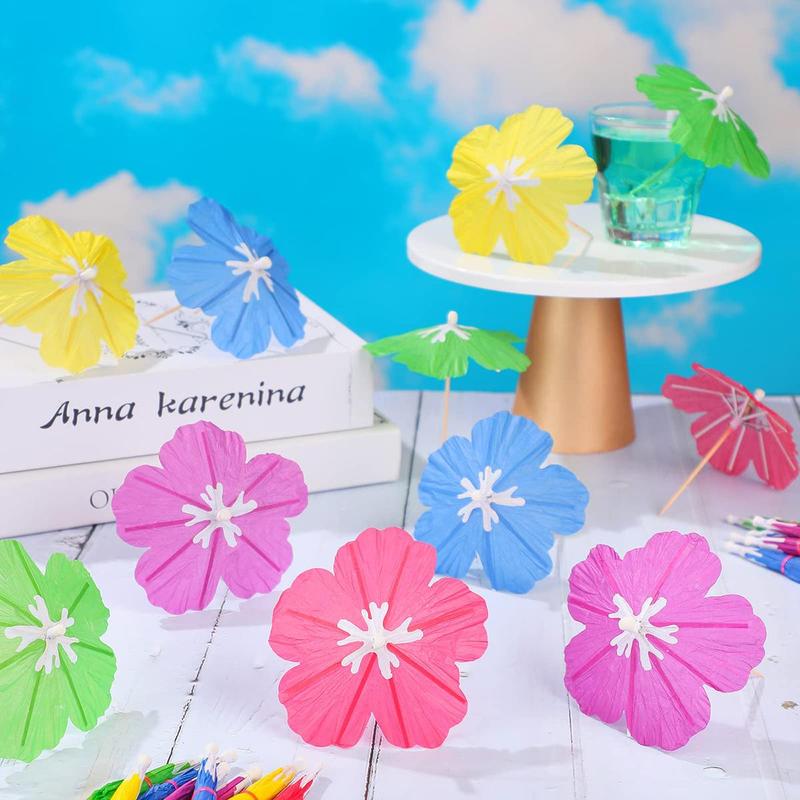 Umbrella Shaped Fruit Stick, 50pcs/set Colorful Umbrella Straws for Drinks, Hawaiian Cocktails Umbrella Straws, Beach Tropical Drinks Party Decorations 2