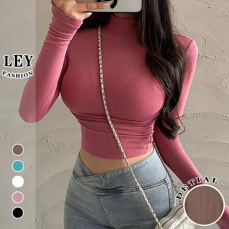 Bisa COD - Casual Street Style Crew Neck Long Sleeve Solid Basic Top 0