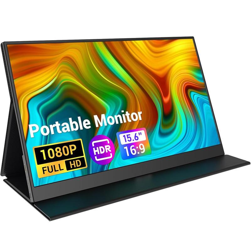 Portable Monitor, FHD 1080P Portable Laptop Monitor with Mini HDMI Port & Type-C Interface, Suitable for Expanding Display & Screen Mirroring 0