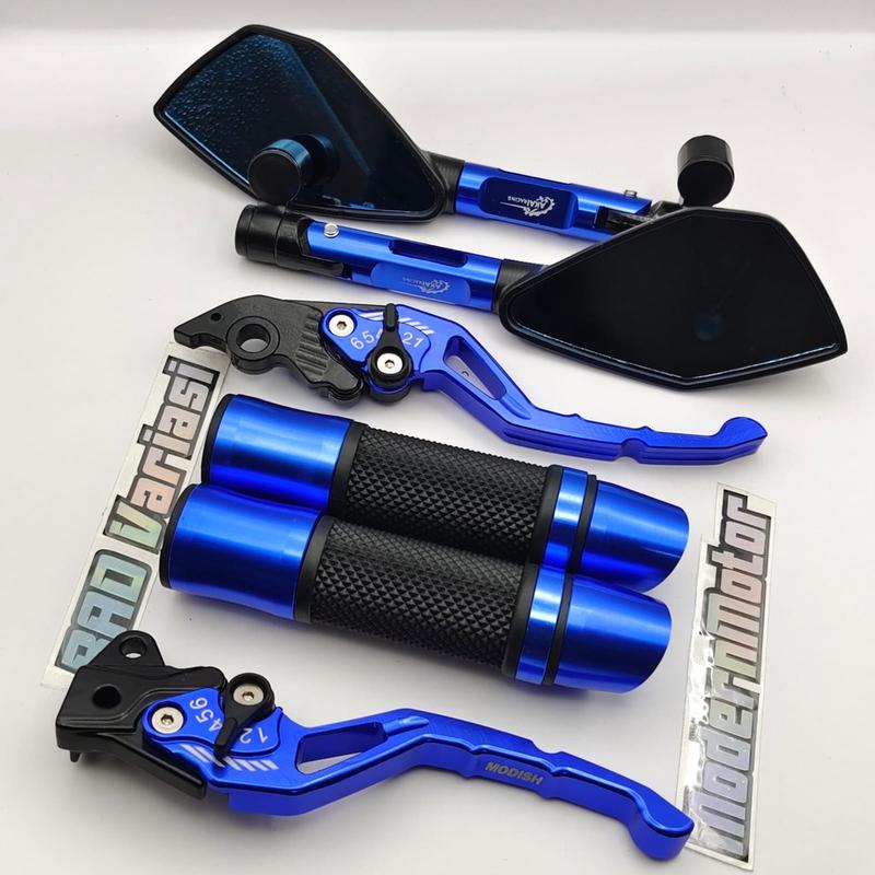 (PAKET MURAH 3in1) SPION Tomok v2 cnc + Handgrip Jalu miring CNC + Handle Rem stelan CNC Nmax PCX Aerox Vixion Beat Mio Vario Tiger Mx Lexi Vario150 R15 v3 Fu Mio j Rx king ADV Freego Beat/Vario 125 CBS - CBS iss 5