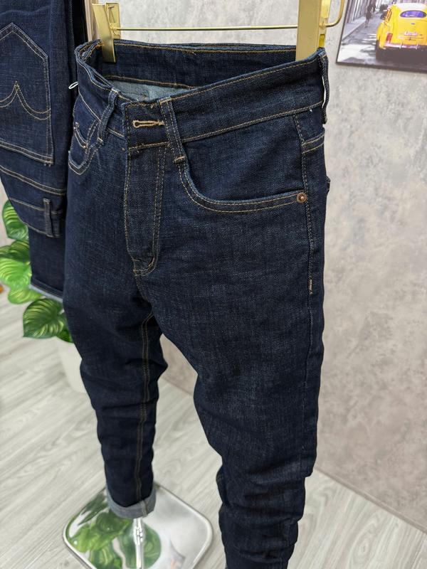 Quần Jean Nam Ống Suông Màu Xanh Đậm Chỉ Vàng MS_LV01, Chất Vải Cotton - Menswear, Pants 3