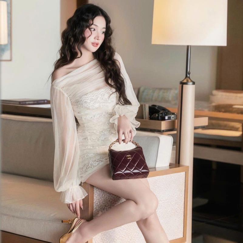 Đầm thiết kế body ren đúp lưới đầm dự tiệc dáng ôm sang trọng 4