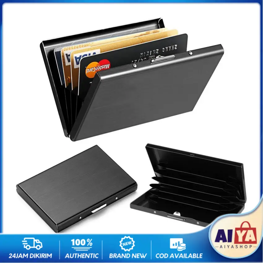 Dompet Kartu Slim Aluminium 6 Slot / Anti Gores Benturan Credit Card Kartu Kredit ATM Dompet / Kotak Penyimpanan Kartu Kredit Pria Wanita