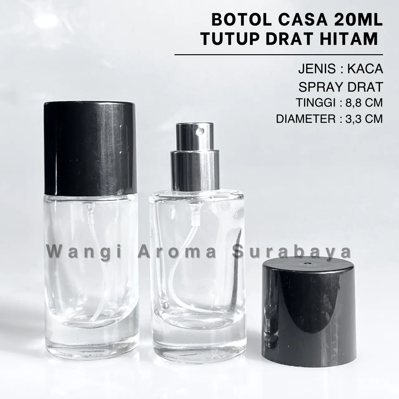 Botol Parfum Kaca Casa Hitam 20ML Drat - Botol Parfum Casa Hitam - Botol Parfum 20ML