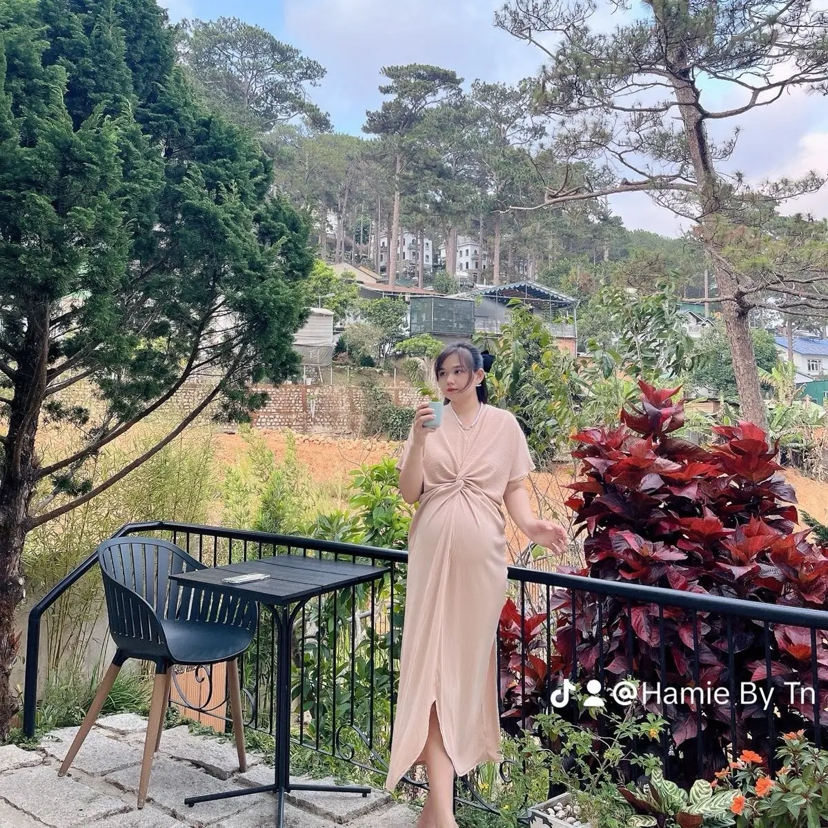 Hamie | Đầm thun xoắn bụng, tay cánh dơi freesize <75kg Nữ Women Dress Voan