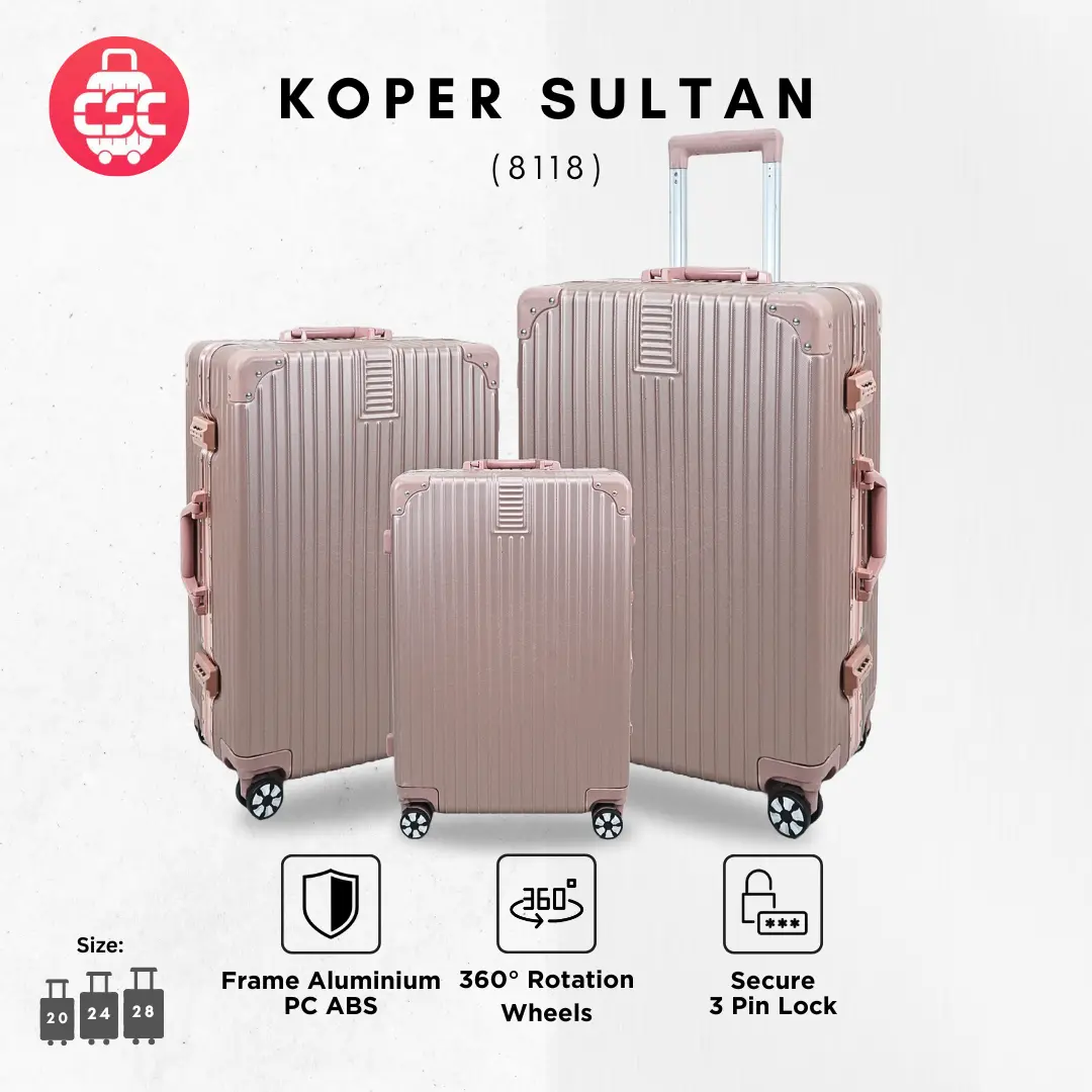 (8118) Koper Sultan Rosegold 20, 24, 28 Inch Anti Bump Roda Putar 360°  Lock