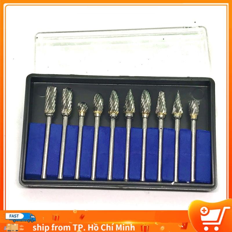 10 Cái Đầu Mài Thép Vonfram Bộ Mũi Khoan Cacbua, Dụng Cụ Khắc Gỗ Dụng Cụ Quay Bộ Mũi Khoan Mini Thép cacbua chất lượng cao