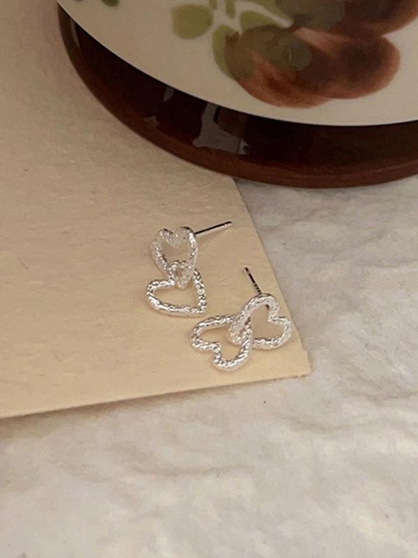 Heart Design Stud Earrings, Fashionable Textured Earrings for Women for Party, Daily Clothing Decor, Trendy All-match & Exquisite Jewelry for Birthday Gift 7
