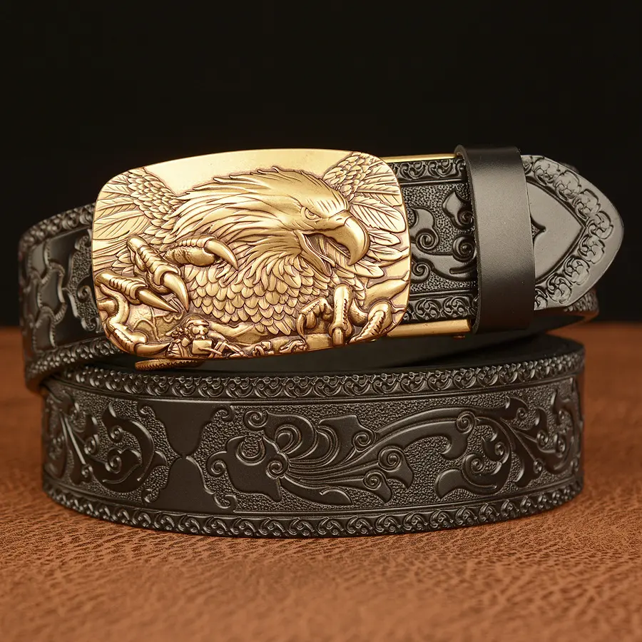 Sabuk Ikat Pinggang Gesper Pria Kulit Sapi Asli Model Elang Eagle