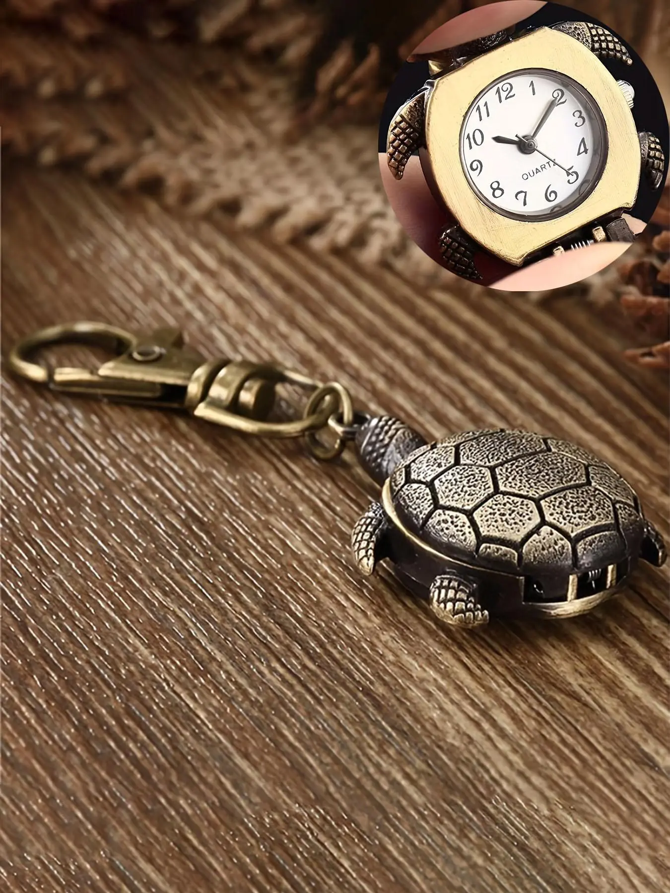 Men's Vintage Tortoise Design Pocket Watch, Trendy Cute Pocket Watch, Chic Watch As Birthday Gift for Boyfriend for Daily & Work Use without Gift Box