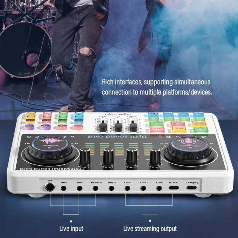 Live Streaming Audio Mixer & Pro-BM800 Microphone, Bluetooth-compatible Audio Interface, Mute Button, Individual Controls, Volume Faders, Noise Cancellation Audio Mixer 2